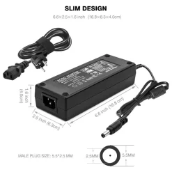 ALIMENTATORE TRASFORMATORE STABILIZZATO DA 12V 5A PER LED TELECAMERE SPINA SHUKO