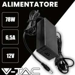ALIMENTATORE 12V 78W 6,5A CON JACK 2.1 IP44 PLUG&PLAY SPINA A 2 POLI INPUT 220V