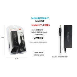 ALIMENTAZIONE CARICABATTERIA UNIVERSALE PC SAMSUNG NOTEBOOK 19V 3,16A 60W PC-CA005