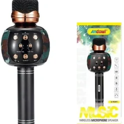 ALTOPARLANTE MICROFONO WIRELESS RICARICABILE BLUETOOTH FM RADIO MUSICA Q-M2911