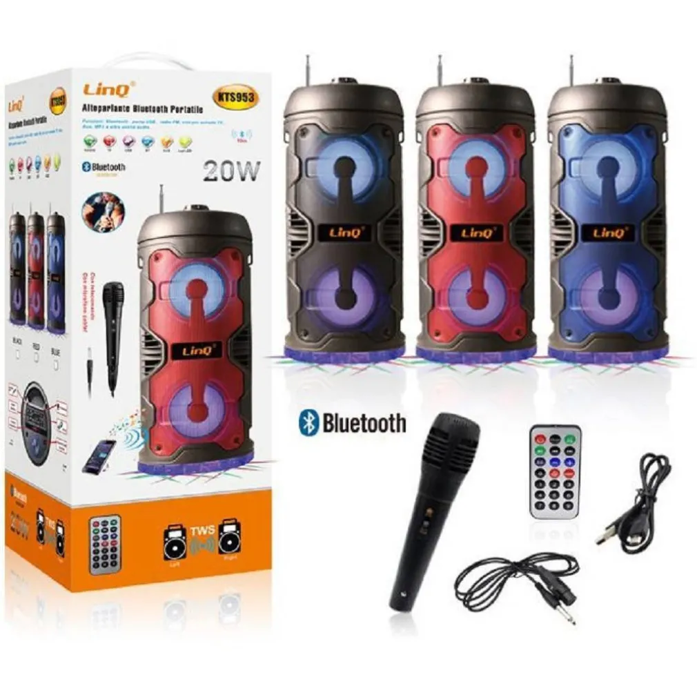 ALTOPARLANTE SPEAKER CASSA BLUETOOTH PORTATILE KTS953 20W MICROFONO WIRELESS USB