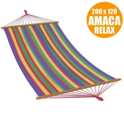 AMACA DA GIARDINO SINGOLA XL IN LEGNO COTONE RELAX CAMPEGGIO 200X120CM 2 COLORI