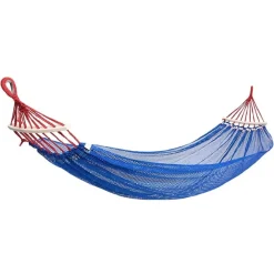 AMACA IN RETE SINGOLA PORTATILE LEGGERA DONDOLO GIARDINO CORTILE CAMPEGGIO BLU