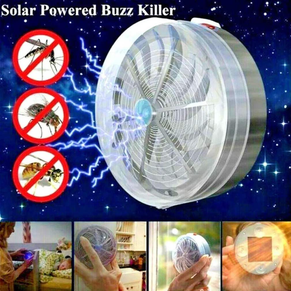 AMMAZZA ZANZARE A CARICA SOLARE LUCE BLU DA MURO LUCE CASA ANTI INSETTI VENTOSE