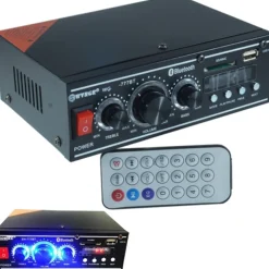 AMPLIFICATORE AUDIO STEREO KARAOKE 777BT MP3 USB SD CARD AUX 120W X 2 INGRESSI