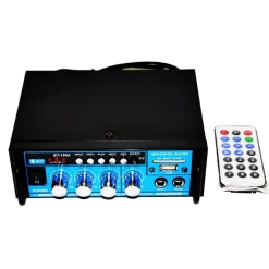 AMPLIFICATORE AUDIO 12V 220V USB SD 2 MICROFONI MP3 FM CASA AUTO KARAOKE BT188A