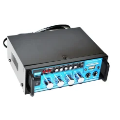 AMPLIFICATORE AUDIO 12V 220V USB SD 2 MICROFONI MP3 FM CASA AUTO KARAOKE BT188A