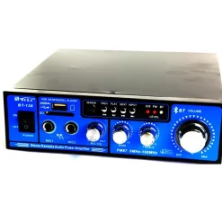 AMPLIFICATORE AUDIO 12V 220V USB Sd 2 MICROFONI MP3 FM CASA AUTO BLUETOOTH BT138