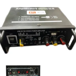 AMPLIFICATORE AUDIO 12V 220V USB SD MP3 RADIO FM CASA AUTO 2 O 4 CH 1000W BTL