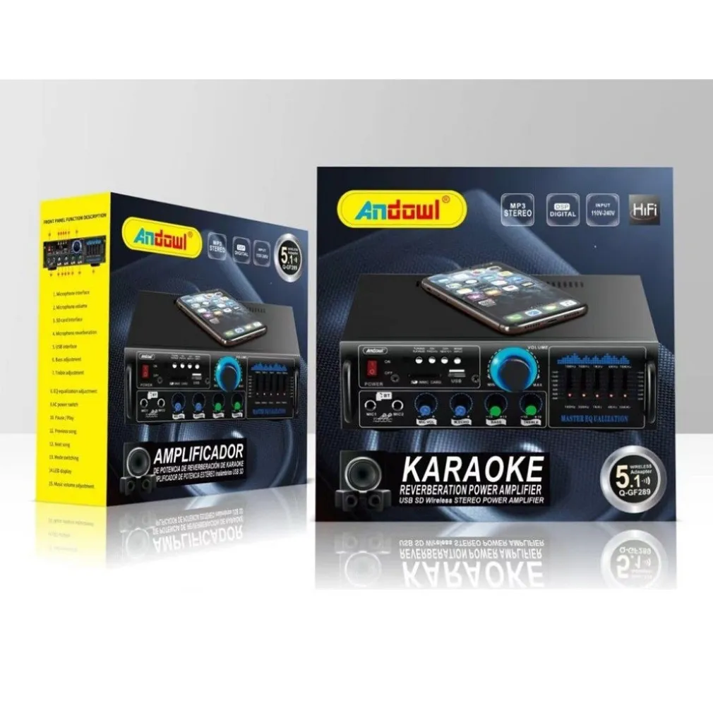 AMPLIFICATORE AUDIO 2X70W FUNZIONE KARAOKE FM/BLUETOOTHMP3/USB/BLUETOOTH Q-GF289
