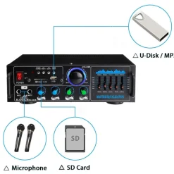 AMPLIFICATORE AUDIO 2X70W FUNZIONE KARAOKE FM/BLUETOOTHMP3/USB/BLUETOOTH Q-GF289