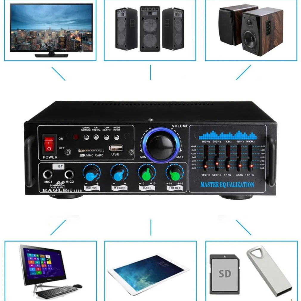 AMPLIFICATORE AUDIO 2X70W FUNZIONE KARAOKE FM/BLUETOOTHMP3/USB/BLUETOOTH Q-GF289