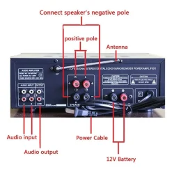 AMPLIFICATORE Q-GF999 PROFESSIONALE AUDIO 2X150W KARAOKE FM BLUETOOTH 5.1 MP3 USB