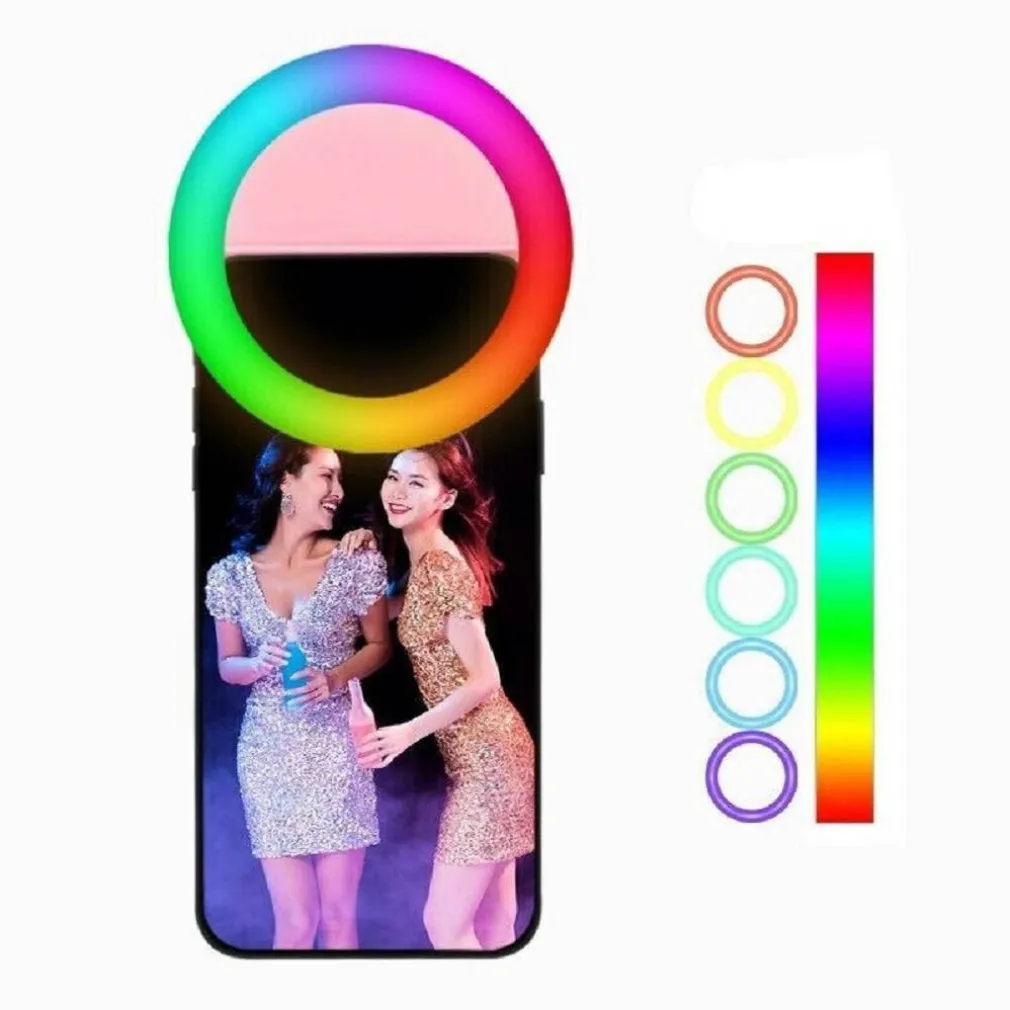 ANELLO LUMINOSO A LED PER SELFIE RGB MULTICOLORE LIGHT RING RICARICABILE