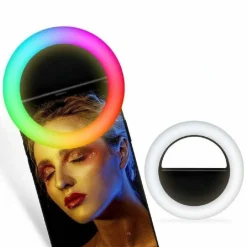 ANELLO LUMINOSO A LED PER SELFIE RGB MULTICOLORE LIGHT RING RICARICABILE