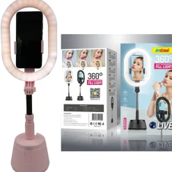 ANELLO LUMINOSO LUCE DIMMERABILE RING LIGHT 360° CON SUPPORTO CELLULARE Q-MG601