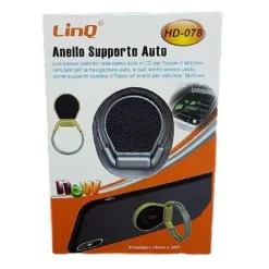 ANELLO SUPPORTO AUTO PER SMARTPHONE CELLULARE PRESA ARIA LETTORE CD MULTIUSO HD-078