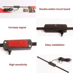 ANTENNA AUTORADIO UNIVERSALE RADIO AM/FM PATCH MONTAGGIO PARABREZZA 48-960 MHZ