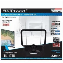 ANTENNA DIGITALE INTERNA AMPLIFICAZIONE SEGNALE 4K ULTRA HD DVB-T T2 UHF VHF LT-C007