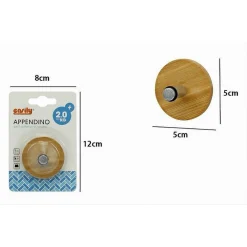 APPENDIABITI APPENDINO A PARETE METALLO LEGNO 1 POSTO GANCIO TONDO ADESIVO 79544