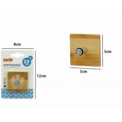 APPENDIABITI APPENDINO PARETE METALLO LEGNO 1 POSTO GANCIO VESTITI ADESIVO 79543