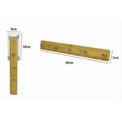 APPENDIABITI APPENDINO PARETE METALLO LEGNO 5 POSTI GANCI GIACCHE VESTITI 79548
