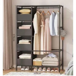 APPENDIABITI ARMADIO PORTAOGGETTI 170X105X45CM ORGANIZZATORE CON RIPIANI GANCI PER CAMERA