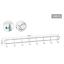 APPENDIABITI ATTACCAPANNI A PARETE A 8 POSTI GANCI 47X3,5CM BAGNO CUCINA 58025