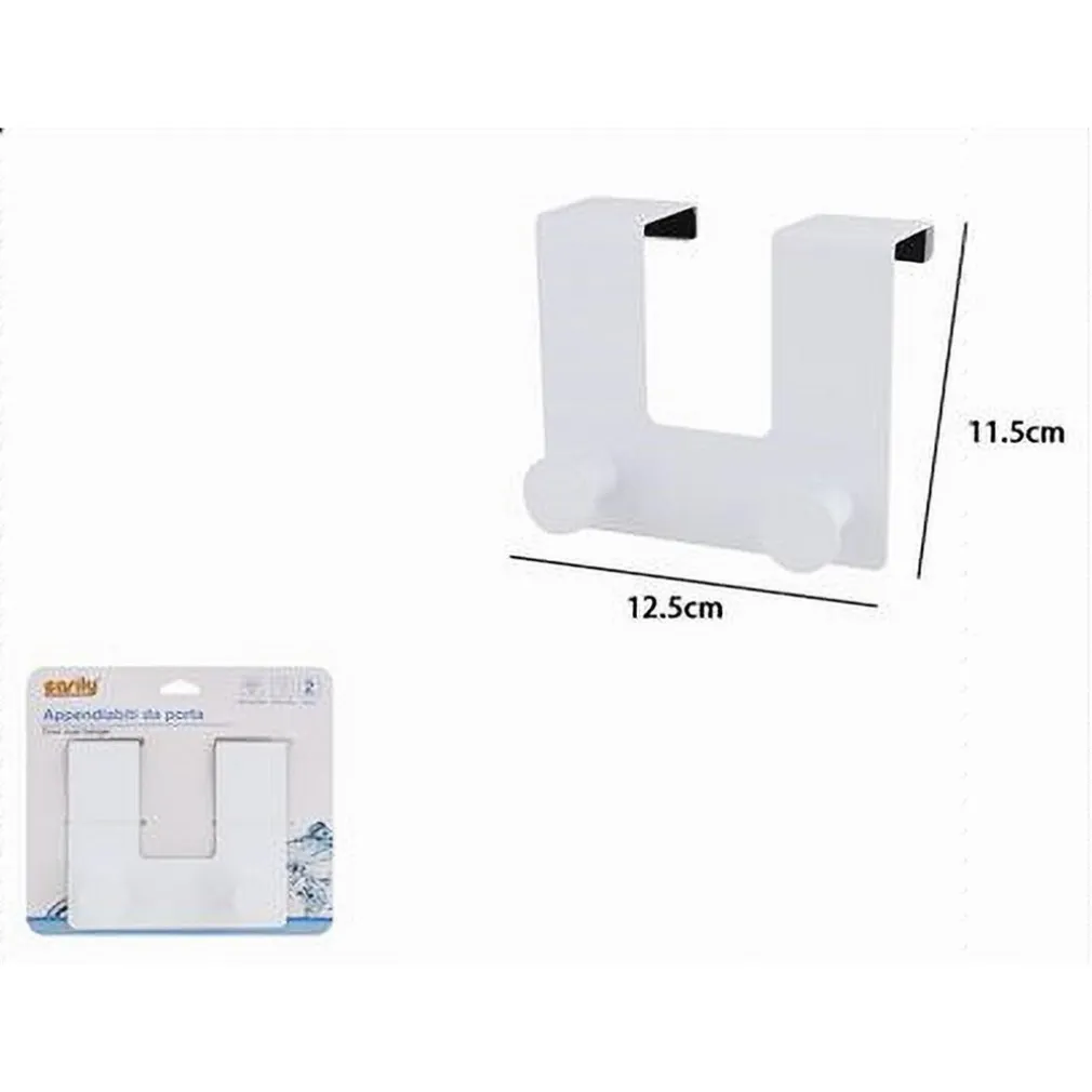 APPENDIABITI DA PORTA CON 2 GANCI 12.5X11.5 CM BIANCO ASCIUGAMANI VESTITI 87779