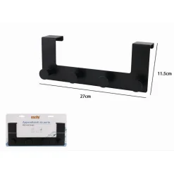 APPENDIABITI DA PORTA CON 4 GANCI 27 X 11.5CM NERO PER ASCIUGAMANI VESTITI 87777