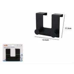 APPENDIABITI DA PORTA CON 2 GANCI 12.5X11.5CM NERO PER ASCIUGAMANI VESTITI 87775