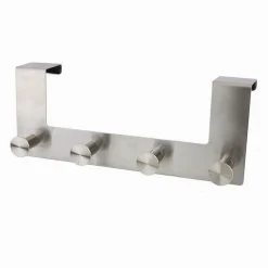 APPENDIABITI DA PORTA CON 4 GANCI 27X11.5CM SILVER PER ASCIUGAMANI VESTITI 87785