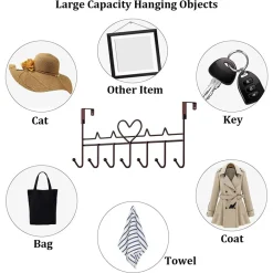 APPENDIABITI DA PORTA FORMA CUORE GANCI PER CAPPOTTI ASCIUGAMANI BORSE ORGANIZZATORE CASA