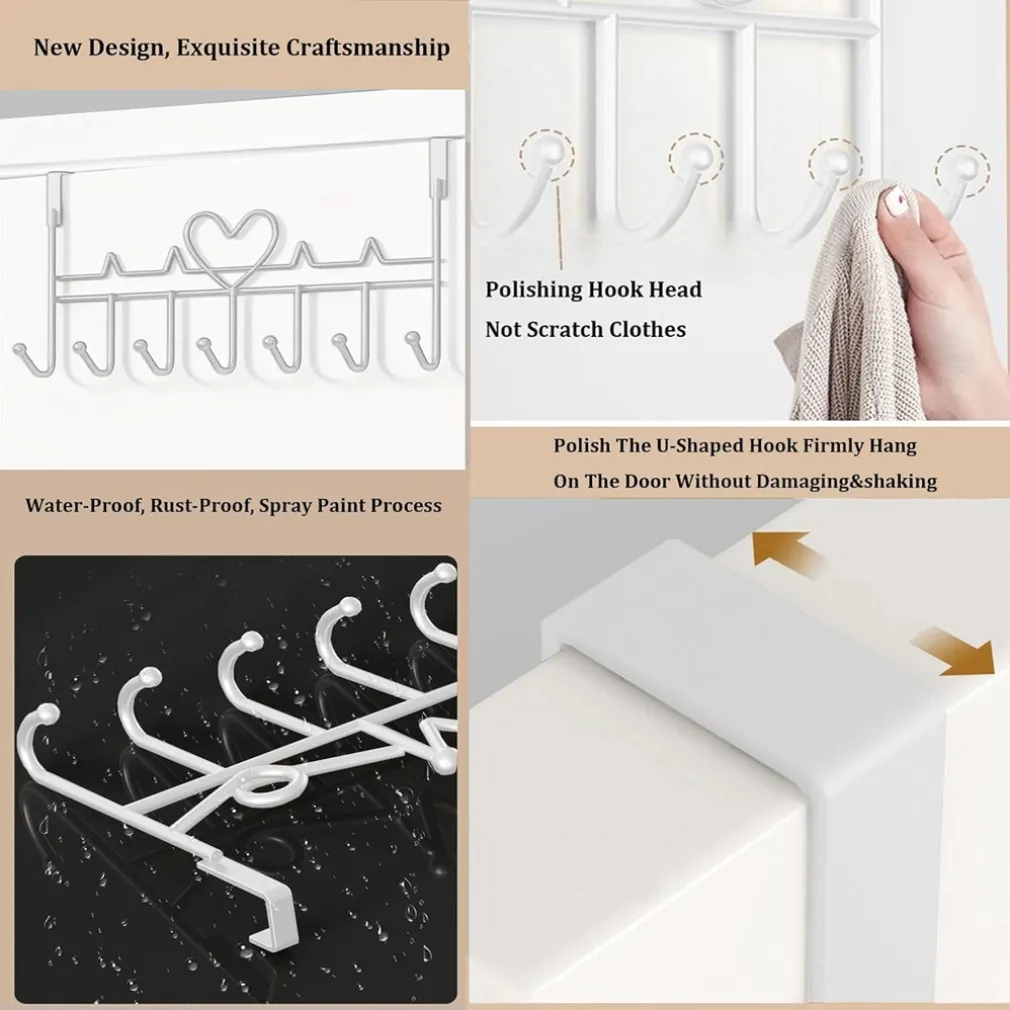 APPENDIABITI DA PORTA FORMA CUORE GANCI PER CAPPOTTI ASCIUGAMANI BORSE ORGANIZZATORE CASA