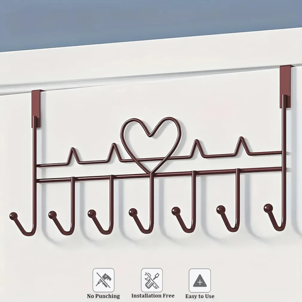 APPENDIABITI DA PORTA FORMA CUORE GANCI PER CAPPOTTI ASCIUGAMANI BORSE ORGANIZZATORE CASA