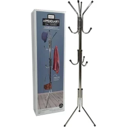 APPENDIABITI DA TERRA 170 CM ATTACCAPANNI 11 GANCI CROMATO PIANTANA APPENDI ABITI