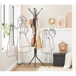 APPENDIABITI DA TERRA 170 CM ATTACCAPANNI 11 GANCI CROMATO PIANTANA APPENDI ABITI