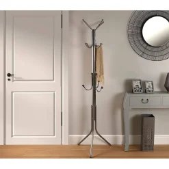 APPENDIABITI DA TERRA 170 CM ATTACCAPANNI 11 GANCI CROMATO PIANTANA APPENDI ABITI