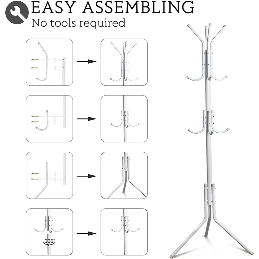 APPENDIABITI INDIPENDENTE CON 12 GANCI MULTIUSO PER OMBRELLI BORSE GIACCHE 170 X 42 CM