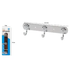 APPENDINO 3 GANCI FIORI FISSAGGIO PARETE MULTIUSO ACCIAIO VITI 25X7.5CM 52673