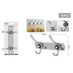 APPENDINO A 2 GANCI APPENDI ABITI ASCIUGAMANO BAGNO FIORE DIAMANTE 20X10CM 56622