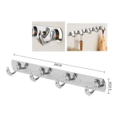 APPENDINO A 4 GANCI FORMA DELFINO PORTA ASCIUGAMANI PARETE BAGNO 28X3.2 CM 56616