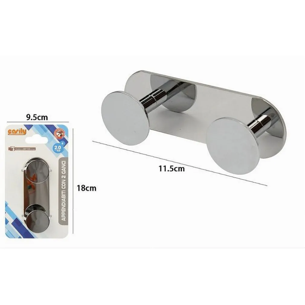 APPENDINO CON 2 GANCI APPENDI PORTA ASCIUGAMANO 2 POSTI BAGNO CASA CROMATO 59761