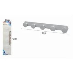 APPENDINO CON 5 GANCI APPENDI PORTA ASCIUGAMANO 5 POSTI BAGNO CASA BIANCO 59774