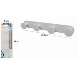 APPENDINO CON 4 GANCI APPENDI PORTA ASCIUGAMANO 4 POSTI BAGNO CASA BIANCO 59773