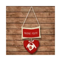 APPENDINO CUSCINO CON CUORE E SCRITTA BUONE FESTE 2 COLORI DECORAZIONI NATALIZIE
