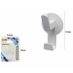 APPENDINO GANCIO 2 POSTI PORTA ASCIUGAMANO BAGNO CASA CUCINA BIANCO 7.5CM 59740