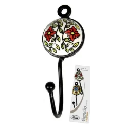 APPENDINO GANCIO PARETE APPENDIABITI METALLO CERAMICA DECORI ASS. 13X4CM 749346