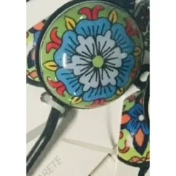 APPENDINO GANCIO PARETE APPENDIABITI METALLO CERAMICA DECORI ASS. 13X4CM 749346