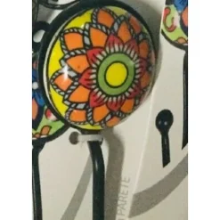 APPENDINO GANCIO PARETE APPENDIABITI METALLO CERAMICA DECORI ASS. 13X4CM 749346